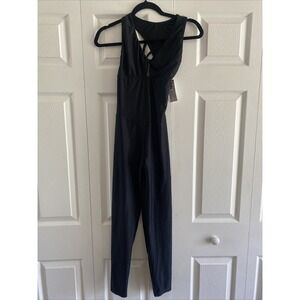 Iris Fitness Strappy Back Jumpsuit Womens Size S Black Unitard Yoga Activewear